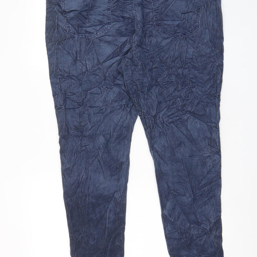 Marks and Spencer Womens Blue Cotton Trousers Size 22 L29 in Regular Zip - Pockets