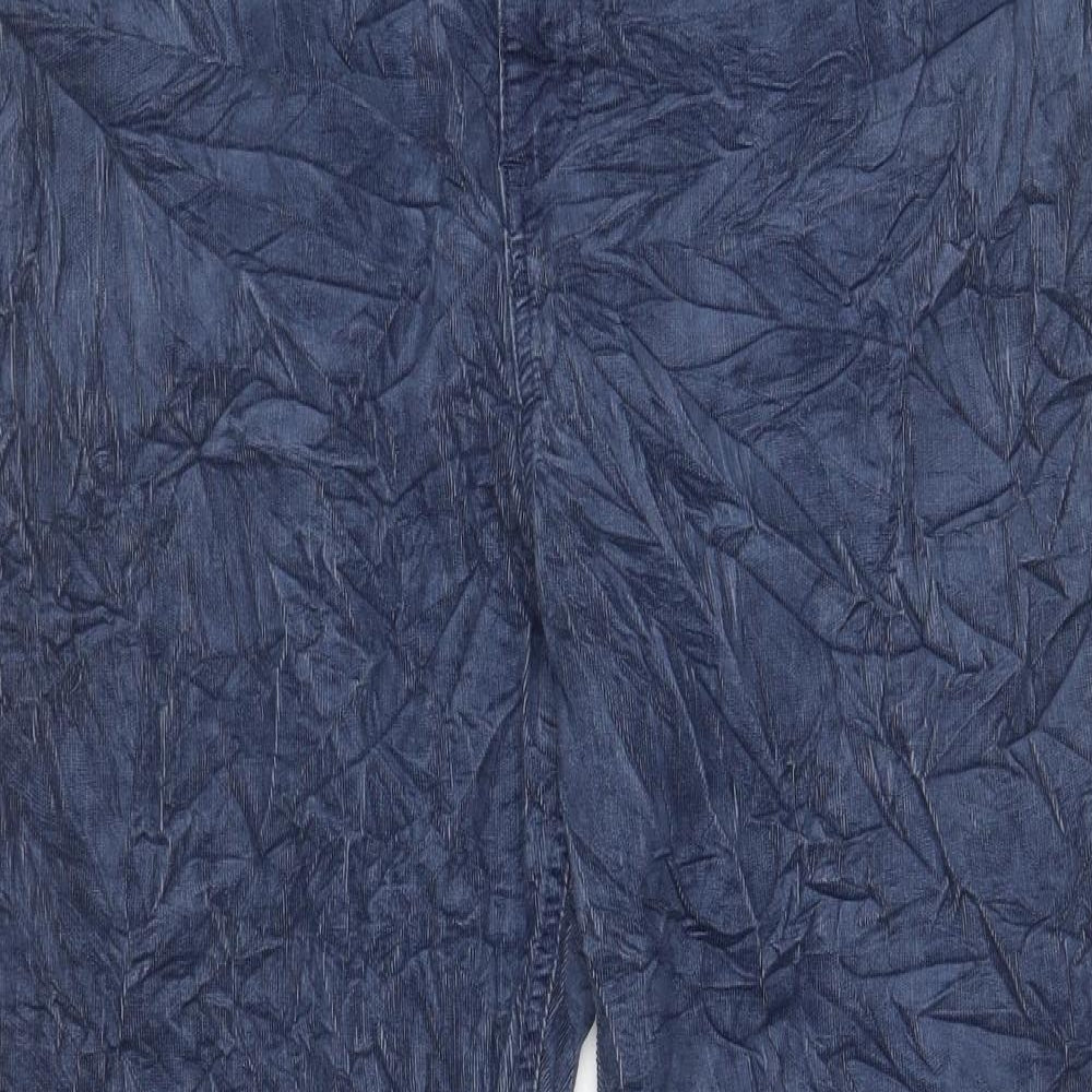 Marks and Spencer Womens Blue Cotton Trousers Size 22 L29 in Regular Zip - Pockets