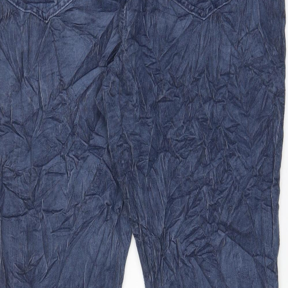 Marks and Spencer Womens Blue Cotton Trousers Size 22 L29 in Regular Zip - Pockets