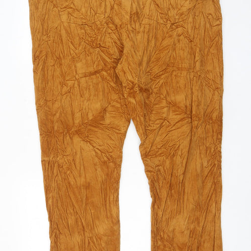 Marks and Spencer Womens Brown Cotton Trousers Size 24 L30 in Regular Zip - Pockets