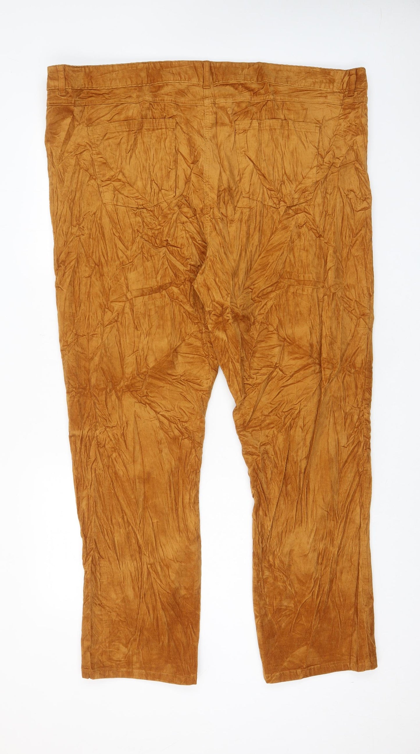 Marks and Spencer Womens Brown Cotton Trousers Size 24 L30 in Regular Zip - Pockets