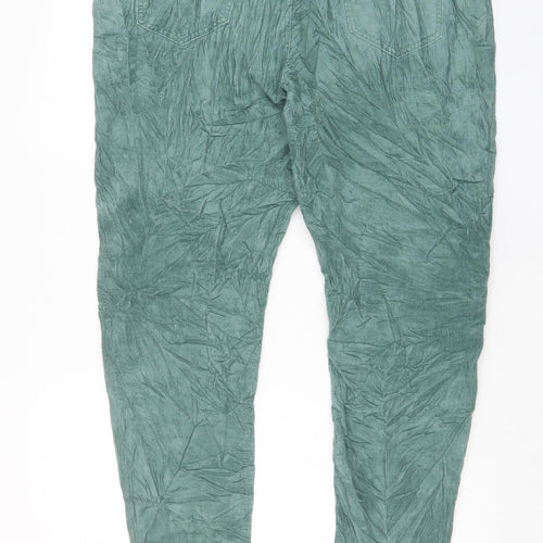 Marks and Spencer Womens Blue Cotton Trousers Size 22 L30 in Regular Zip - Pockets
