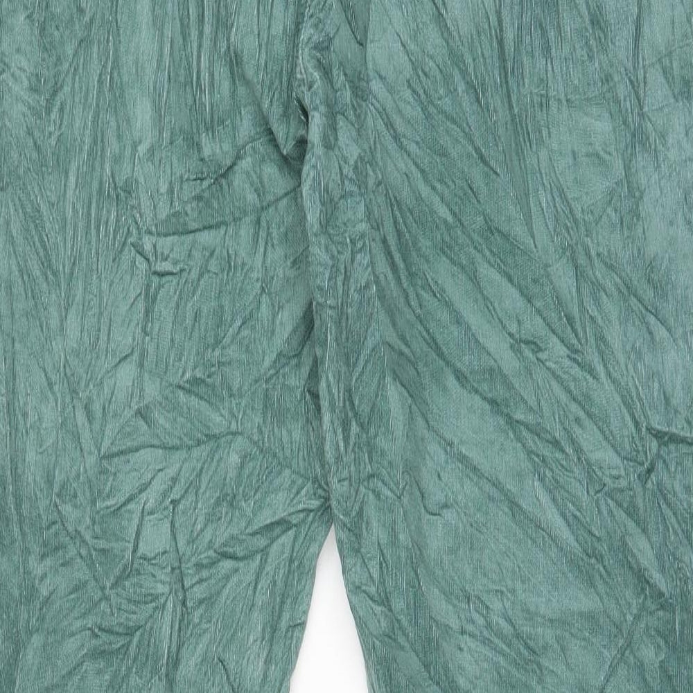 Marks and Spencer Womens Blue Cotton Trousers Size 22 L30 in Regular Zip - Pockets