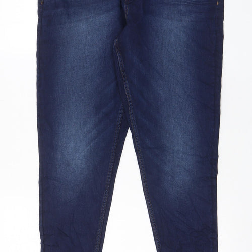 Marks and Spencer Womens Blue Cotton Skinny Jeans Size 16 L30 in Regular Zip - Pockets