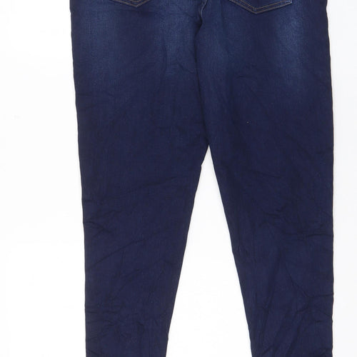 Marks and Spencer Womens Blue Cotton Skinny Jeans Size 16 L30 in Regular Zip - Pockets
