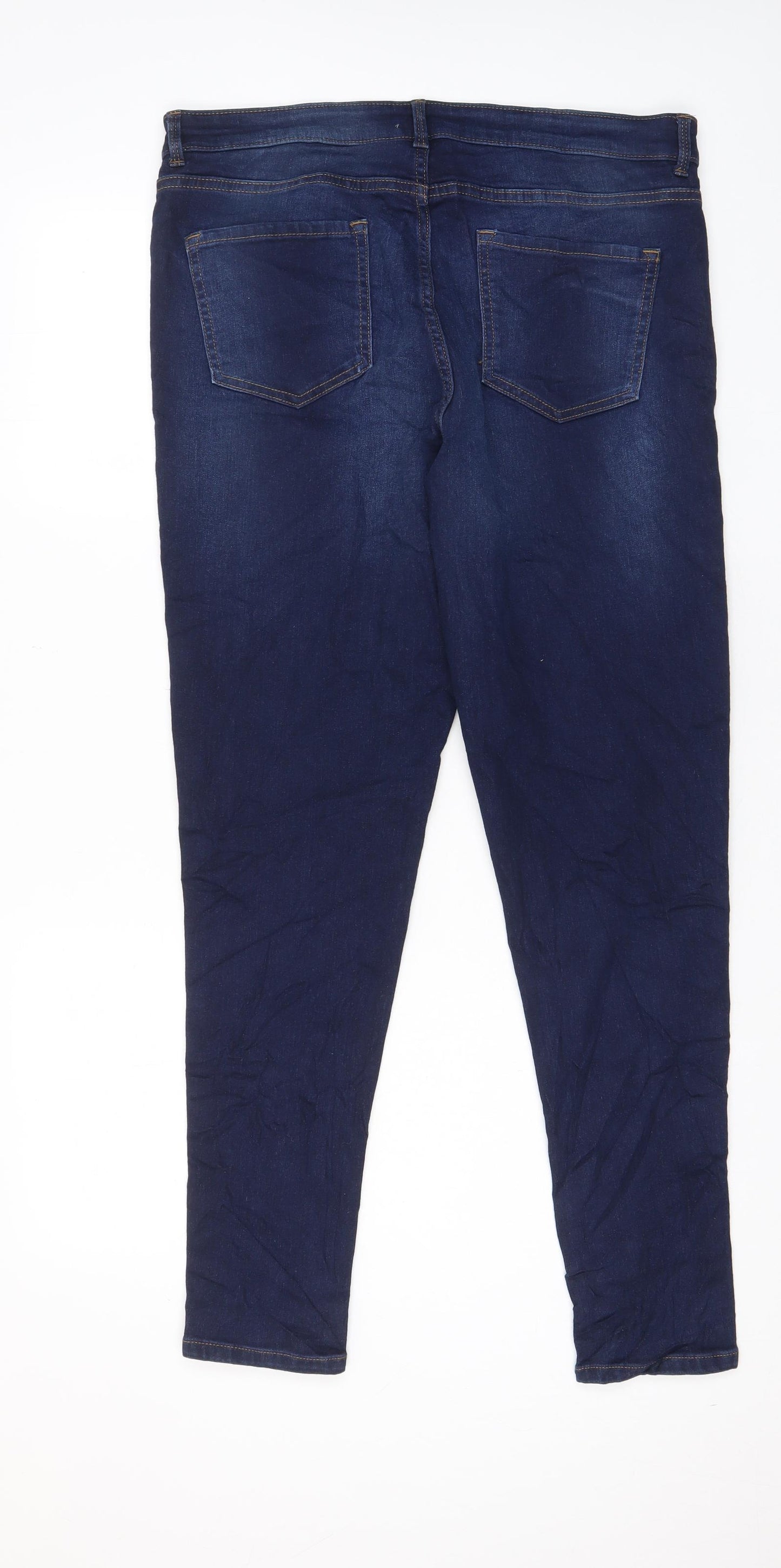 Marks and Spencer Womens Blue Cotton Skinny Jeans Size 16 L30 in Regular Zip - Pockets