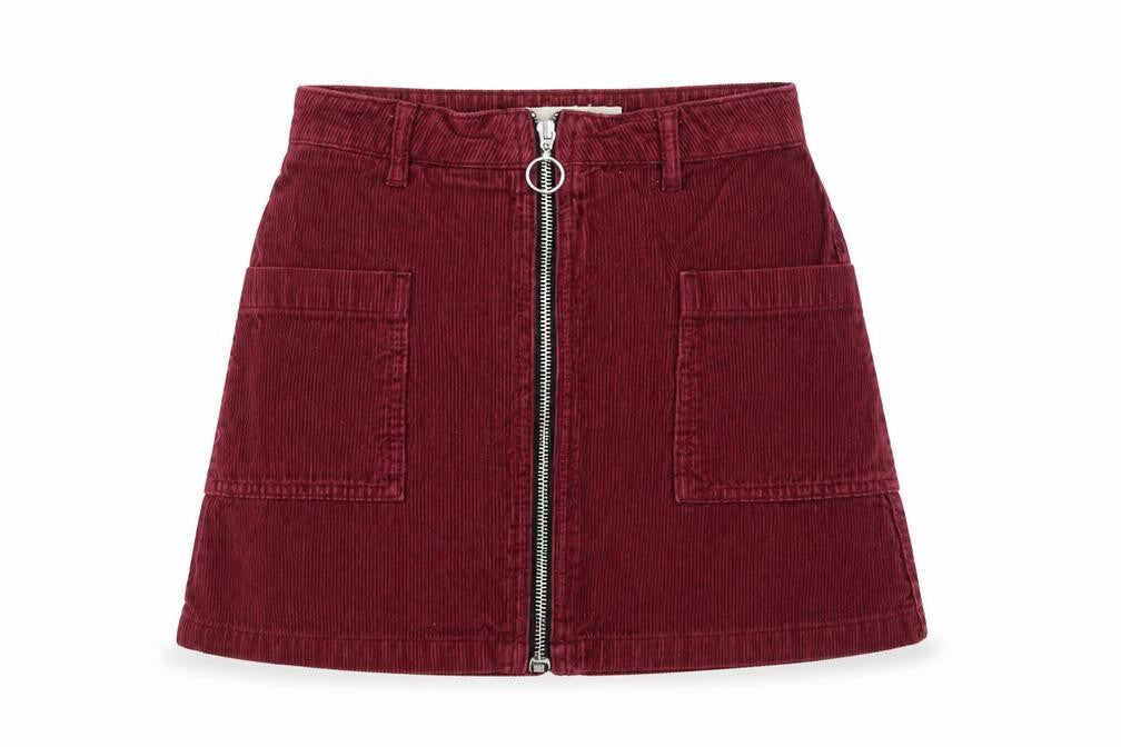 Topshop Womens Red Cotton A-Line Skirt Size 6 Zip - Pockets