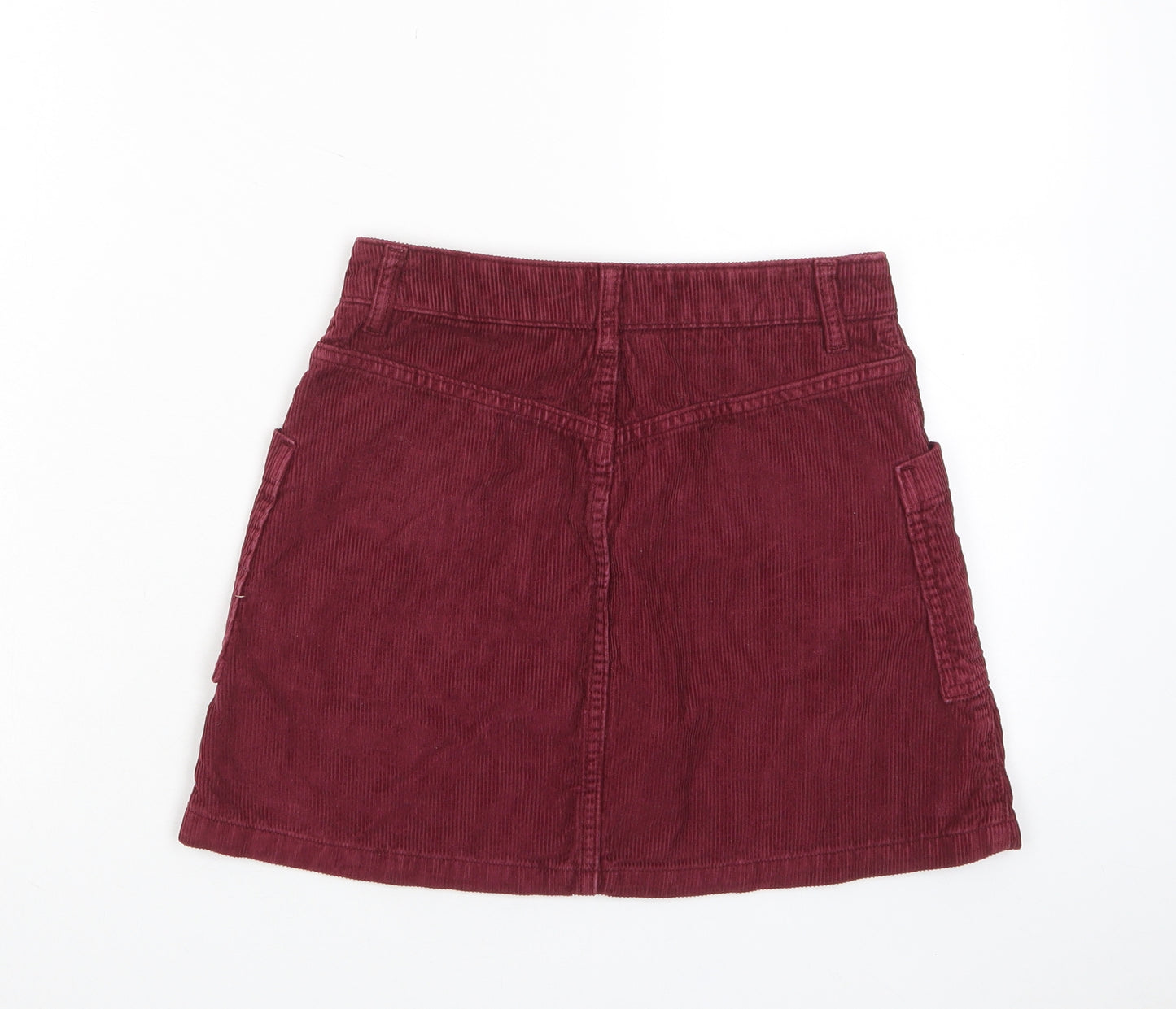 Topshop Womens Red Cotton A-Line Skirt Size 6 Zip - Pockets
