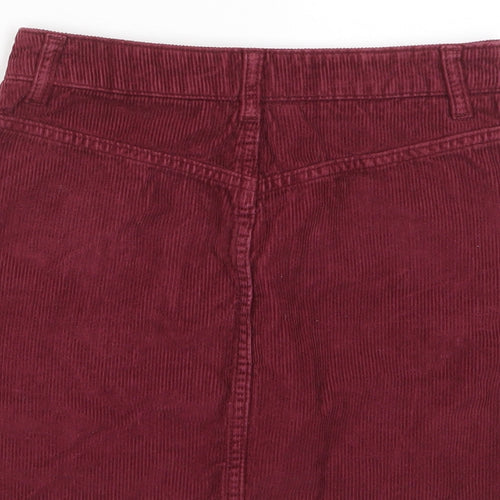 Topshop Womens Red Cotton A-Line Skirt Size 6 Zip - Pockets