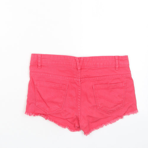 Denim & Co. Womens Pink Cotton Basic Shorts Size 6 Regular Zip - Pockets