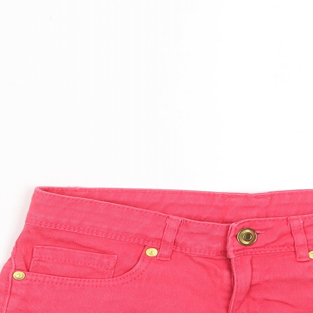 Denim & Co. Womens Pink Cotton Basic Shorts Size 6 Regular Zip - Pockets