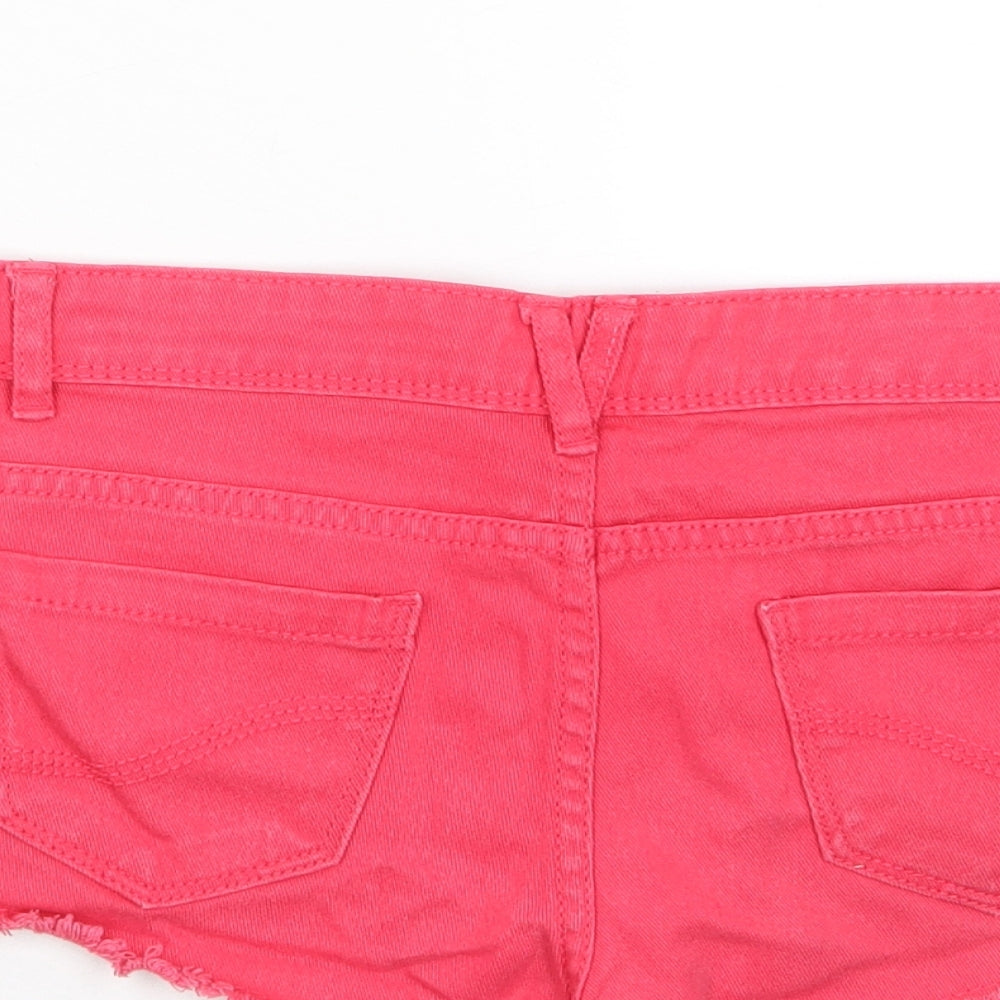 Denim & Co. Womens Pink Cotton Basic Shorts Size 6 Regular Zip - Pockets