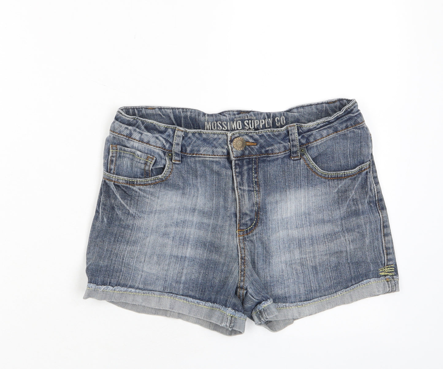 Mossimo Girls Blue Cotton Bermuda Shorts Size 14-15 Years L3 in Regular Zip - Pockets, Embroided, 14-16 Years
