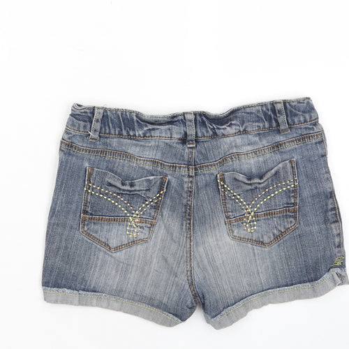 Mossimo Girls Blue Cotton Bermuda Shorts Size 14-15 Years L3 in Regular Zip - Pockets, Embroided, 14-16 Years