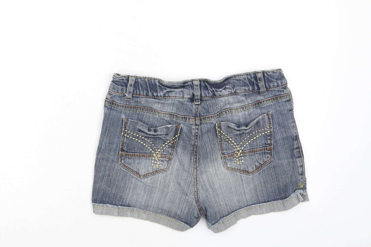 Mossimo Girls Blue Cotton Bermuda Shorts Size 14-15 Years L3 in Regular Zip - Pockets, Embroided, 14-16 Years