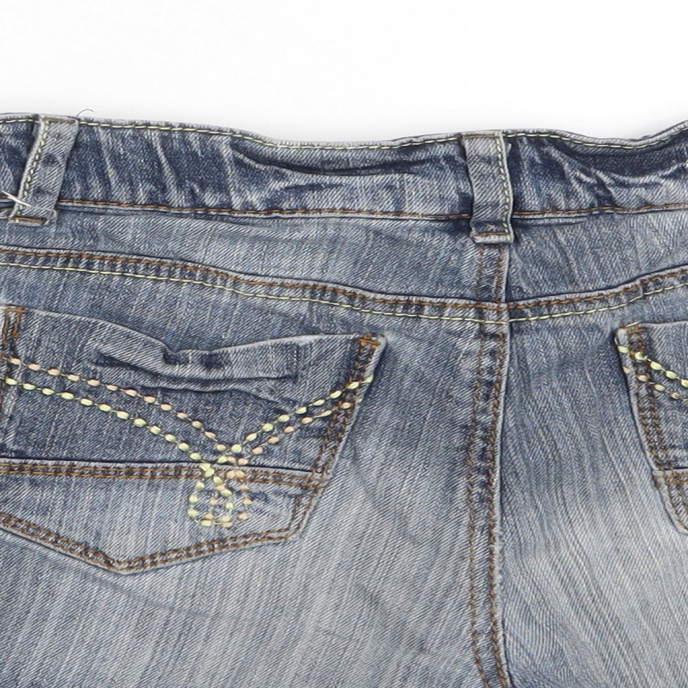 Mossimo Girls Blue Cotton Bermuda Shorts Size 14-15 Years L3 in Regular Zip - Pockets, Embroided, 14-16 Years