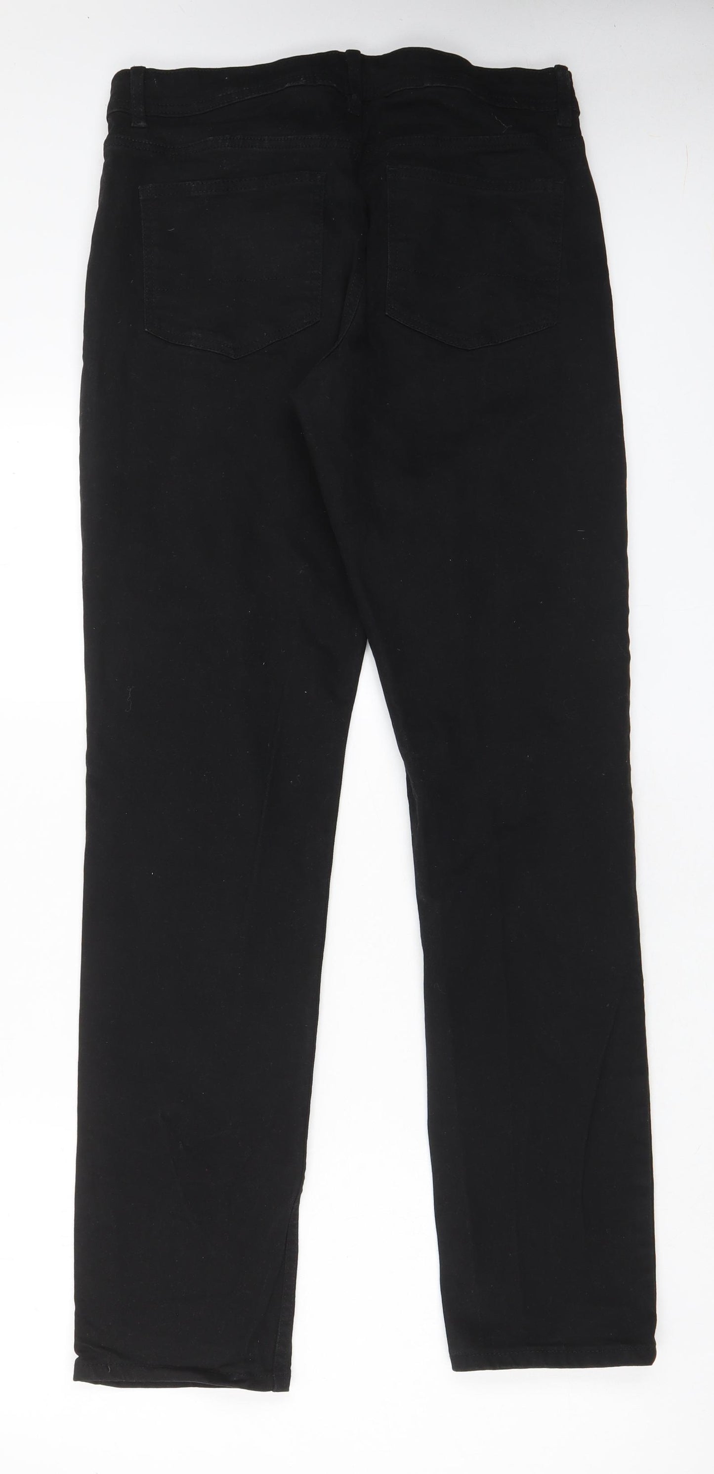 Denim & Co. Mens Black Cotton Straight Jeans Size 32 in L34 in Regular Button - Long Leg, Pockets