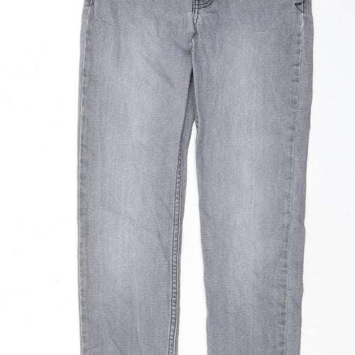 Hush Womens Grey Cotton Straight Jeans Size 6 L28 in Regular Zip - Pockets, Star, Embroidered