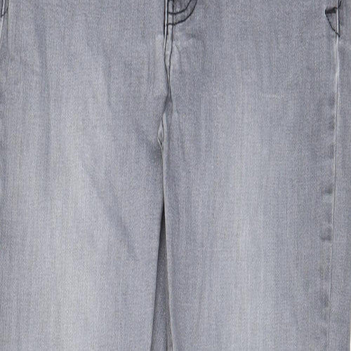 Hush Womens Grey Cotton Straight Jeans Size 6 L28 in Regular Zip - Pockets, Star, Embroidered
