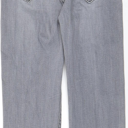 Hush Womens Grey Cotton Straight Jeans Size 6 L28 in Regular Zip - Pockets, Star, Embroidered
