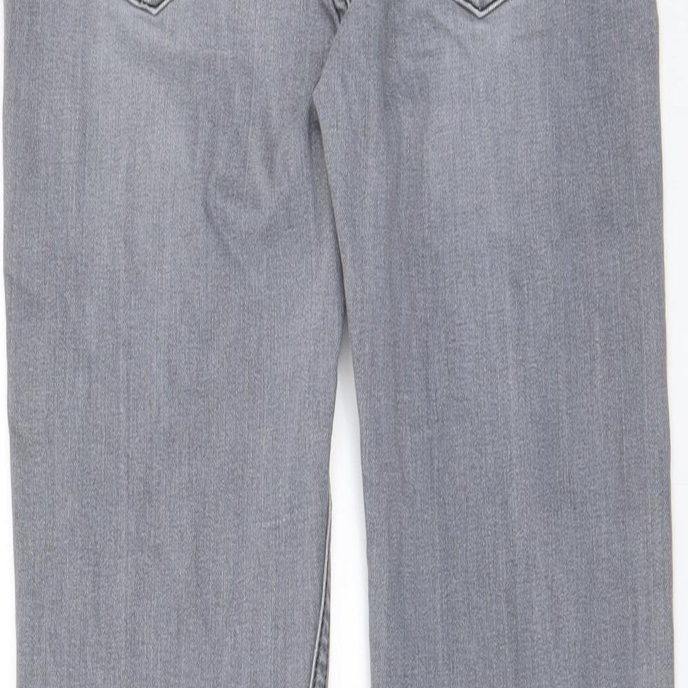 Hush Womens Grey Cotton Straight Jeans Size 6 L28 in Regular Zip - Pockets, Star, Embroidered