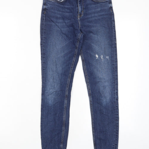 Jack Wills Womens Blue Cotton Skinny Jeans Size 26 in L26 in Regular Zip - Pockets, Logo
