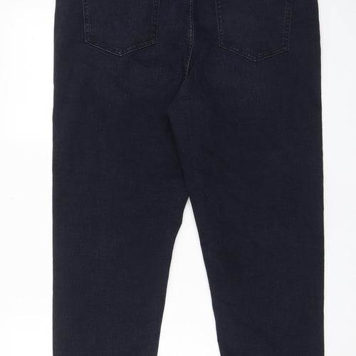 Marks and Spencer Womens Blue Cotton Straight Jeans Size 20 L25 in Regular Zip - Pockets