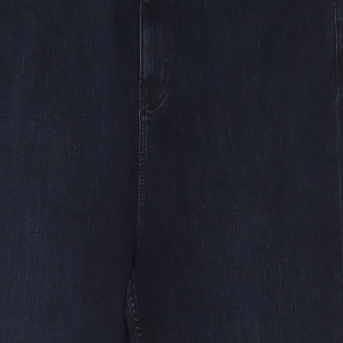Marks and Spencer Womens Blue Cotton Straight Jeans Size 20 L25 in Regular Zip - Pockets