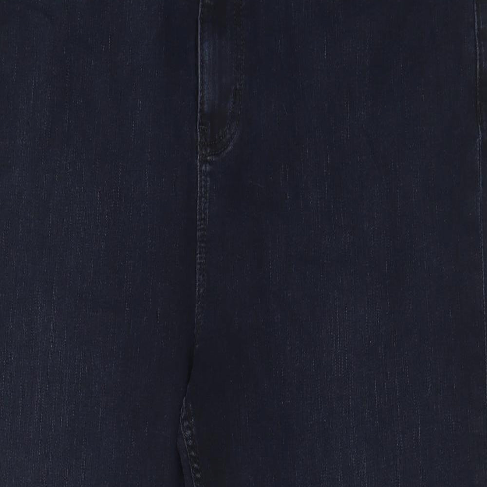 Marks and Spencer Womens Blue Cotton Straight Jeans Size 20 L25 in Regular Zip - Pockets
