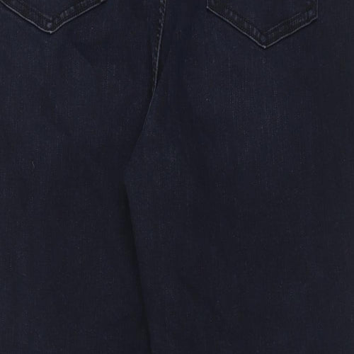 Marks and Spencer Womens Blue Cotton Straight Jeans Size 20 L25 in Regular Zip - Pockets