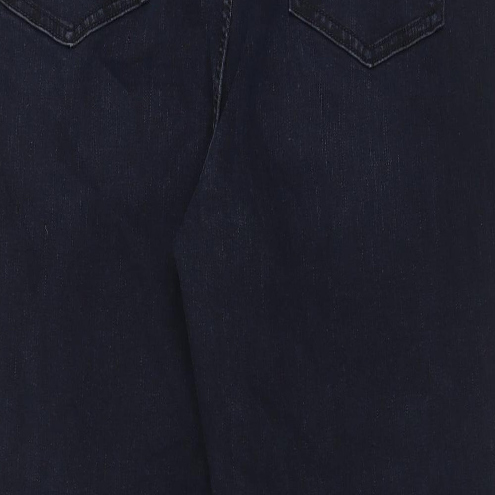 Marks and Spencer Womens Blue Cotton Straight Jeans Size 20 L25 in Regular Zip - Pockets