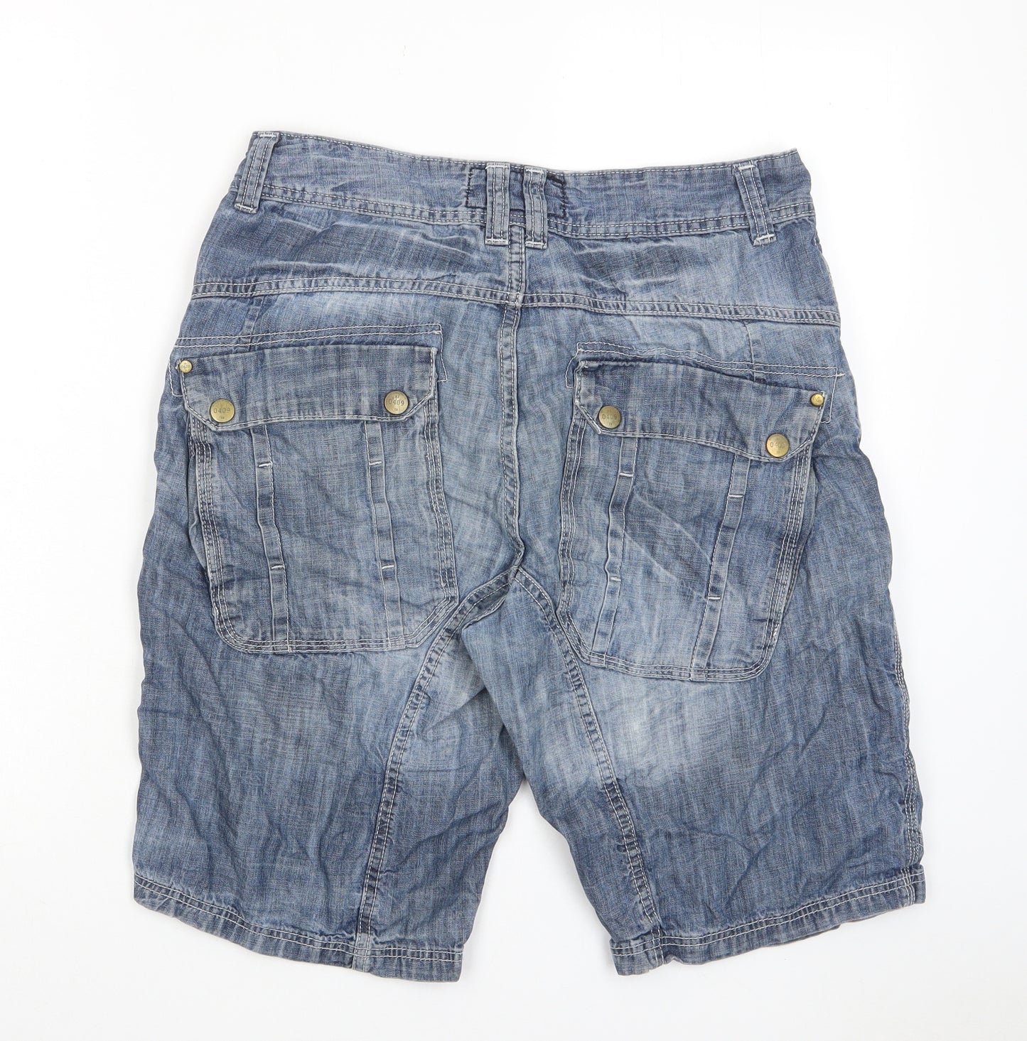 NEXT Mens Blue Cotton Bermuda Shorts Size 32 in L11 in Regular Button - Pockets