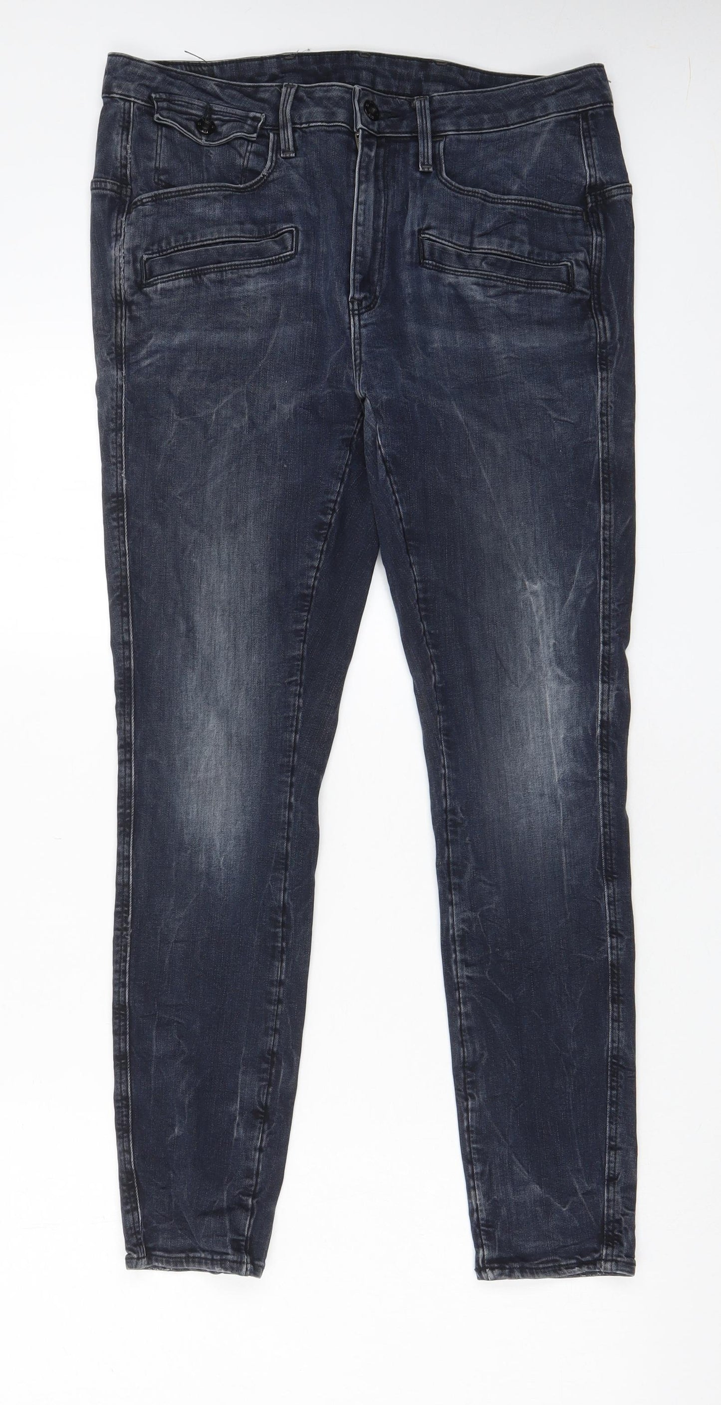 G-Star Mens Blue Cotton Skinny Jeans Size 32 in L29 in Regular Zip - Short Leg, Pockets