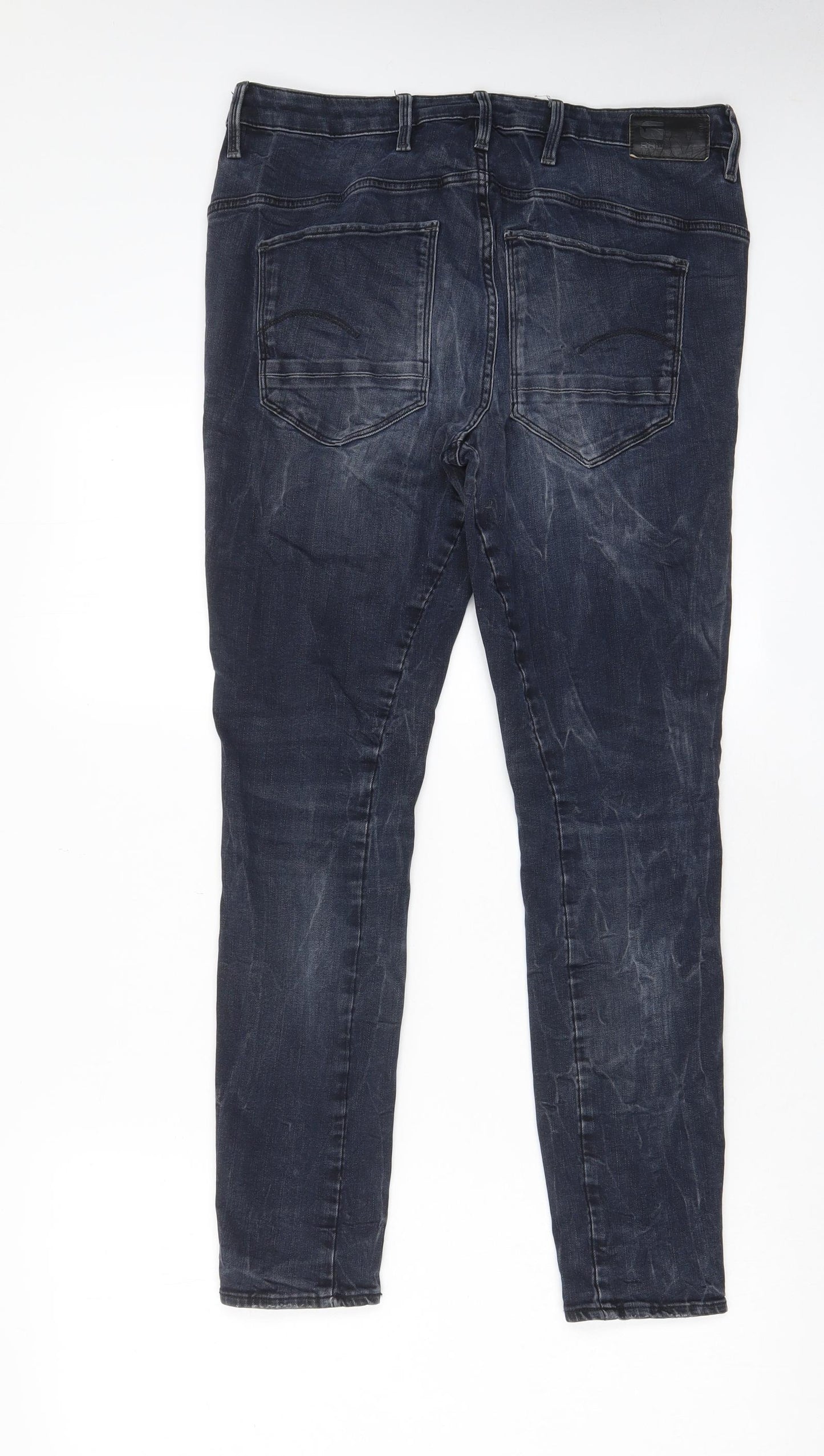 G-Star Mens Blue Cotton Skinny Jeans Size 32 in L29 in Regular Zip - Short Leg, Pockets