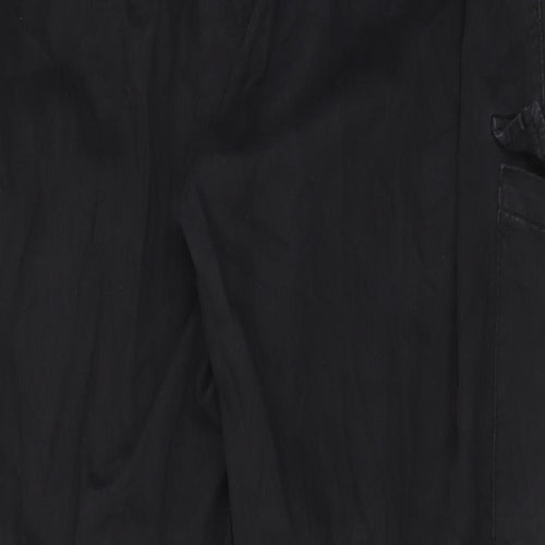New Look Womens Black Cotton Cargo Trousers Size 16 L29 in Regular Zip - Pockets, Cuffed