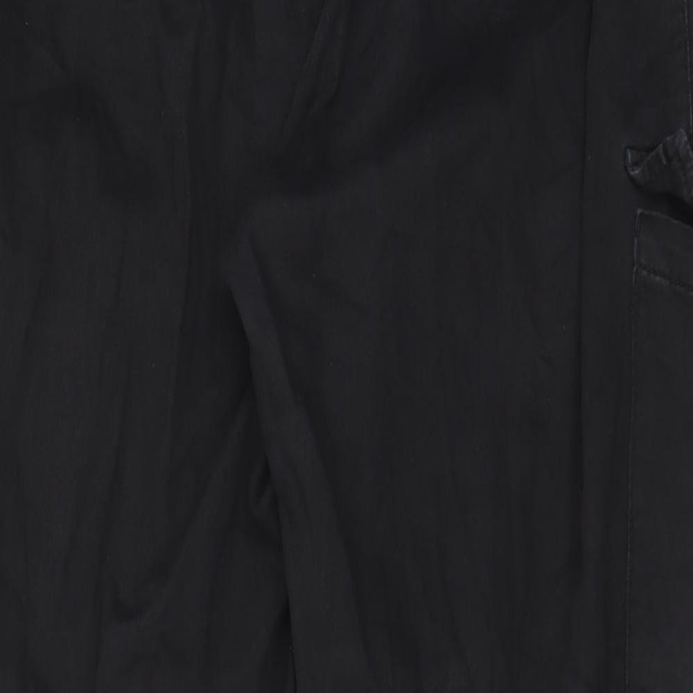 New Look Womens Black Cotton Cargo Trousers Size 16 L29 in Regular Zip - Pockets, Cuffed