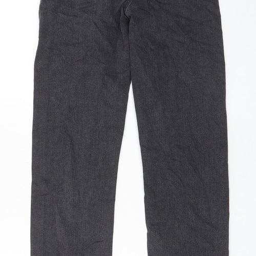 Per Una Womens Grey Cotton Straight Jeans Size 10 L30 in Regular Zip - Pockets