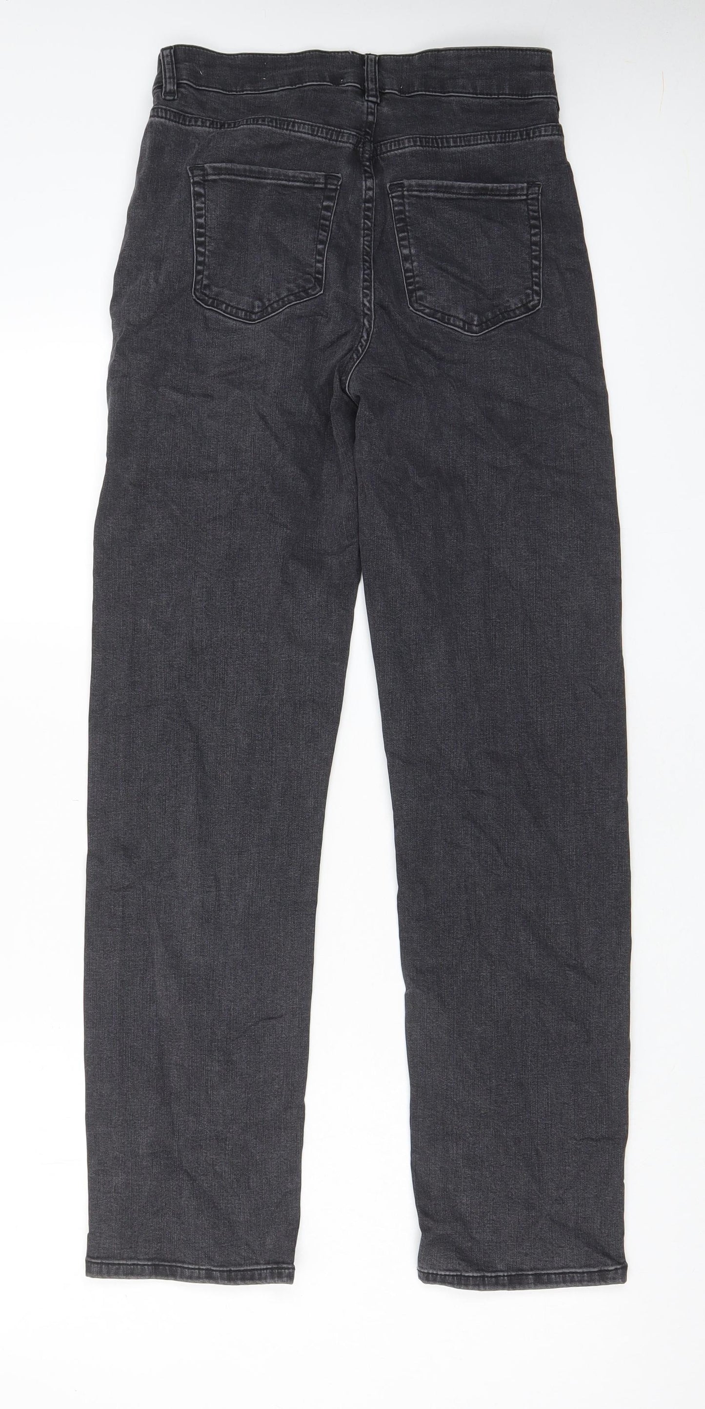 Per Una Womens Grey Cotton Straight Jeans Size 10 L30 in Regular Zip - Pockets