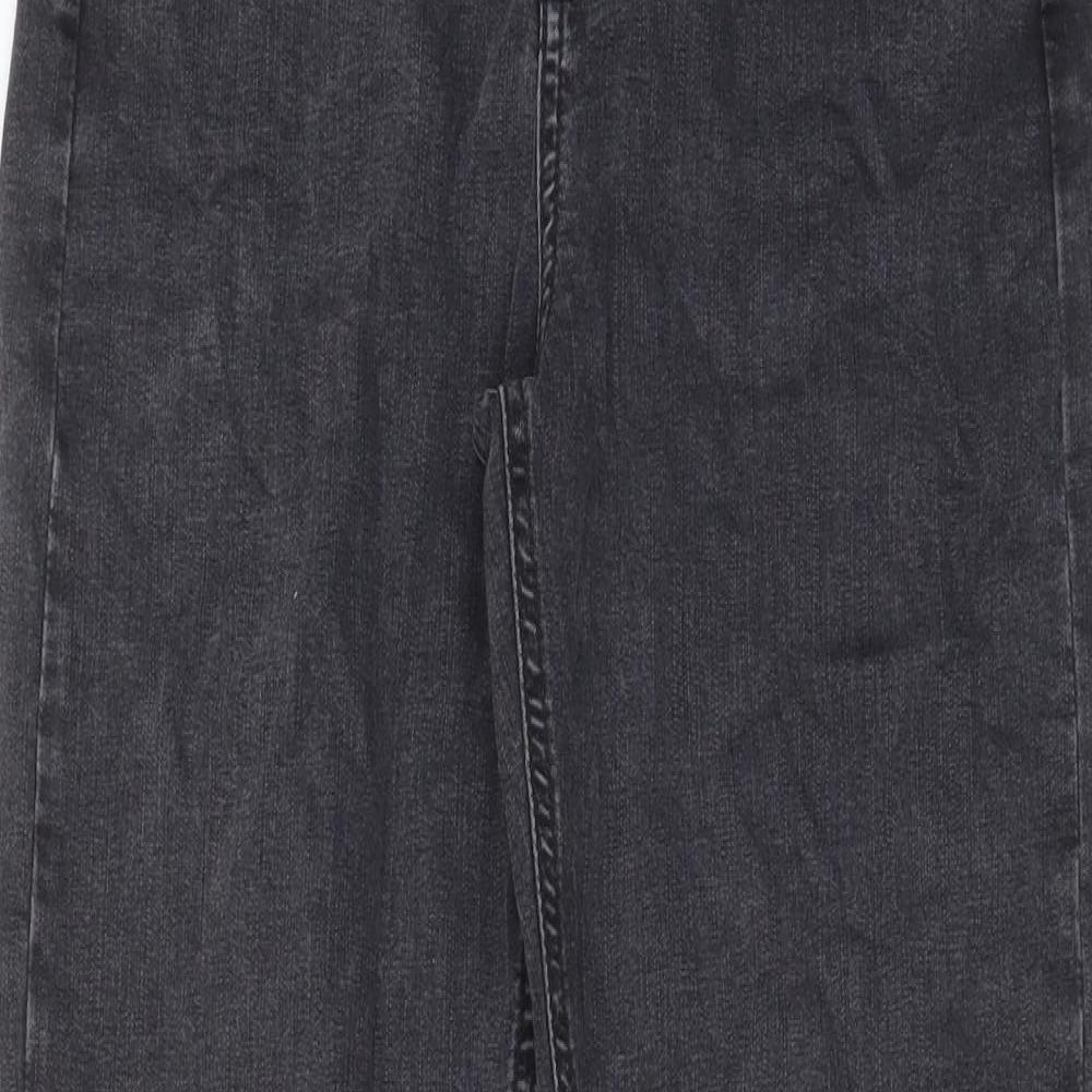 Per Una Womens Grey Cotton Straight Jeans Size 10 L30 in Regular Zip - Pockets