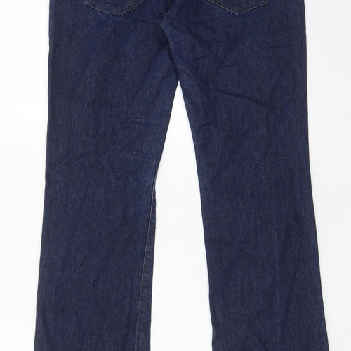 NEXT Womens Blue Cotton Bootcut Jeans Size 12 L32 in Regular Zip - Pockets