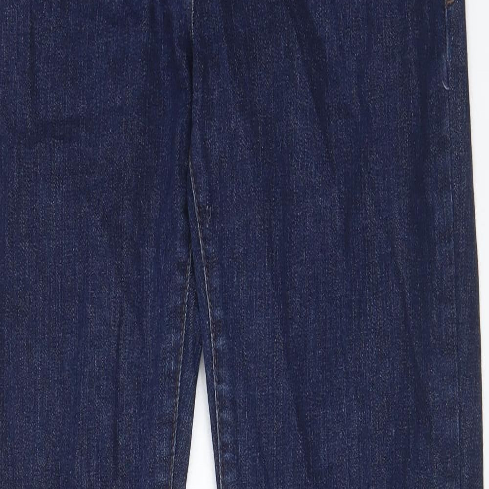 NEXT Womens Blue Cotton Bootcut Jeans Size 12 L32 in Regular Zip - Pockets