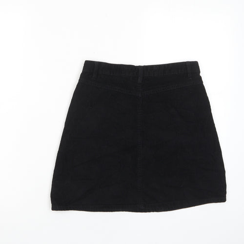 Denim & Co. Womens Black Polyester A-Line Skirt Size 6 Zip