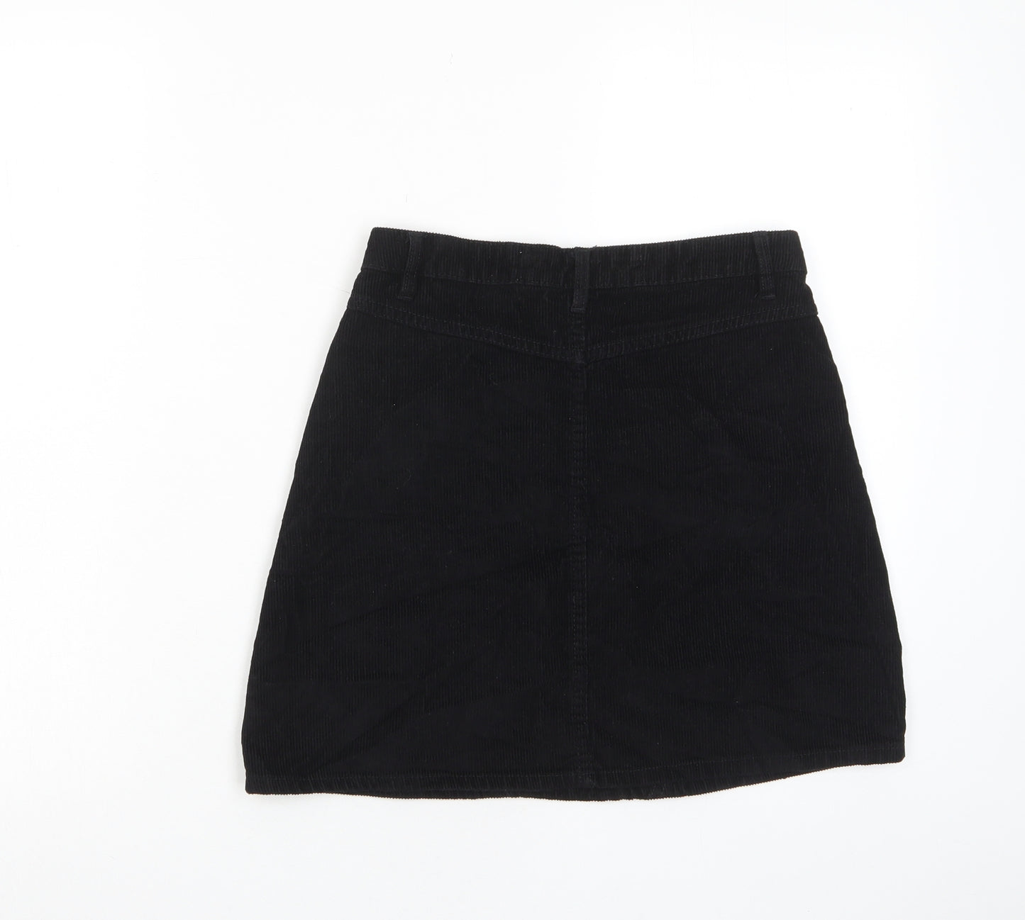 Denim & Co. Womens Black Polyester A-Line Skirt Size 6 Zip