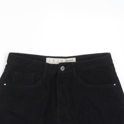 Denim & Co. Womens Black Polyester A-Line Skirt Size 6 Zip