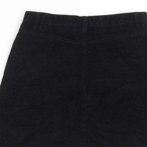 Denim & Co. Womens Black Polyester A-Line Skirt Size 6 Zip