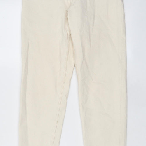 Mango Womens Beige Cotton Mom Jeans Size 8 L27 in Regular Zip - Pockets