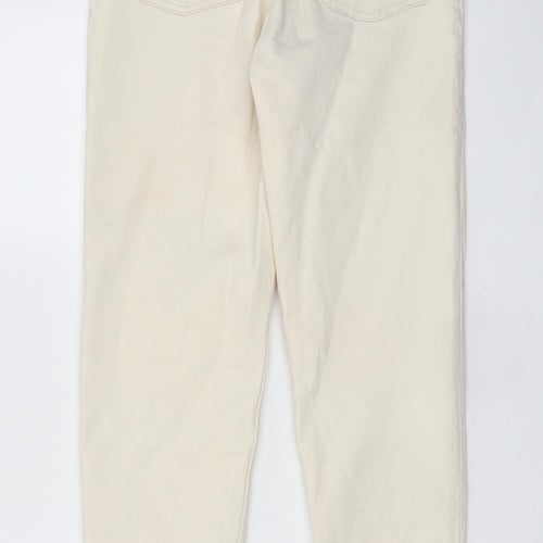 Mango Womens Beige Cotton Mom Jeans Size 8 L27 in Regular Zip - Pockets