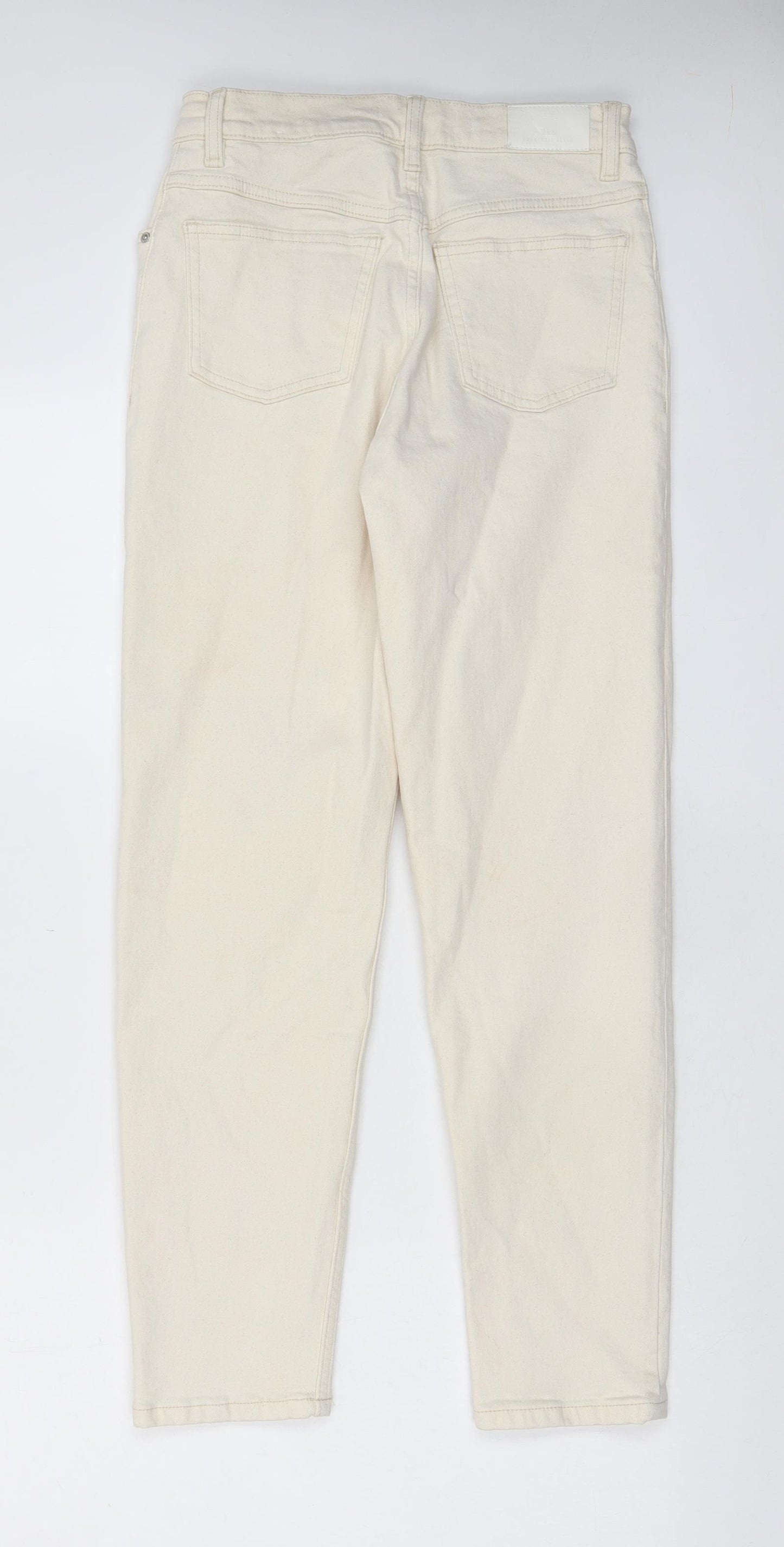Mango Womens Beige Cotton Mom Jeans Size 8 L27 in Regular Zip - Pockets