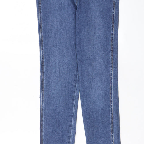 NEXT Womens Blue Cotton Skinny Jeans Size 10 L28 in Regular Zip - Pockets