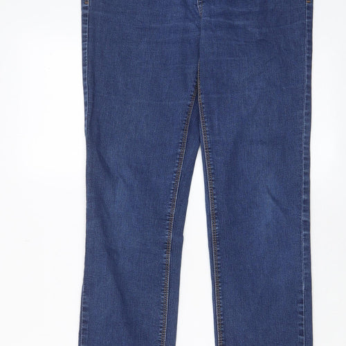 George Womens Blue Cotton Straight Jeans Size 14 L28 in Regular Zip - Pockets